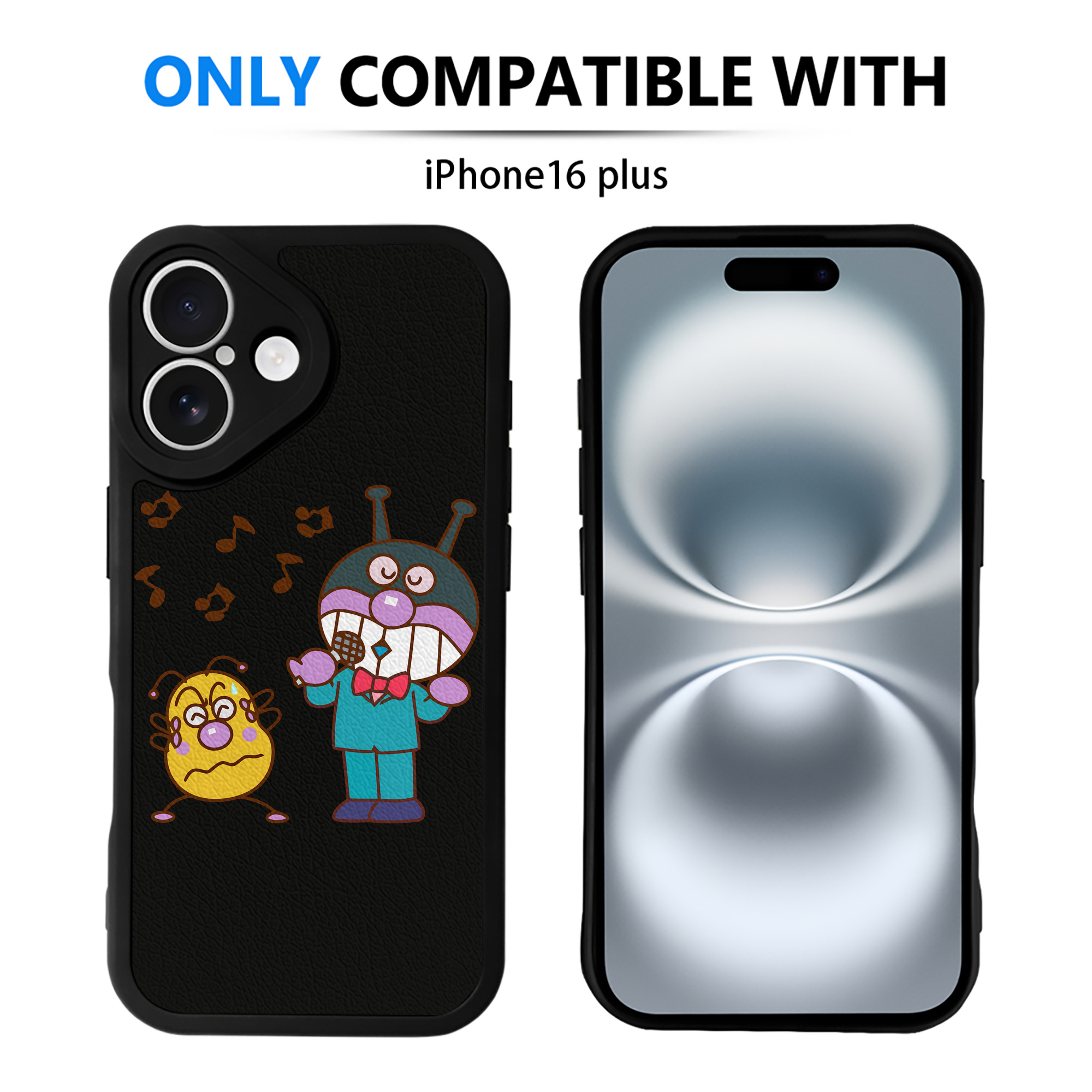 （画像用） アンパンマン Anpanman 【iPhone 16シリーズ対応】シリコンスマホケース（レザー調） 材質：シリコン
